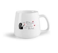 DEBINGY Fruta de cerámica Tazas de té y café con estilo Todo sueño cumplido comienza con un simple deseo Cita Dream Logo （14oz/400ml） Apto para lavavajillas