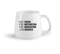 DEBINGY Fruta de cerámica Tazas de té y café Gimnasio Enfoque Motivación Dedicación Excusa Centro de fitness Vida inspiradora （14oz/400ml） Para el hogar y la oficina