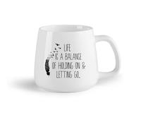 DEBINGY Fruta de cerámica Tazas Geniales La vida es un equilibrio entre aferrarse y dejarse ir. Citas inspiradoras de personas con ideas afines. （14oz/400ml） Gran regalo para parejas