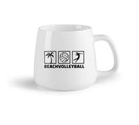 DEBINGY Fruta de cerámica Tazas Geniales Logotipo de voleibol de playa Deporte de voleibol Estilo de playa Deportes de verano （14oz/400ml） Gran regalo para parejas