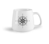 DEBINGY Fruta de cerámica Tazas Grandes para Té, Café y Chocolate Caliente Rosa de los vientos náutica （14oz/400ml） Para café, sopa, té, leche, latte, chocolate caliente, para mujeres y hombres