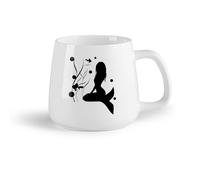 DEBINGY Fruta de cerámica Tazas para Chocolate Caliente Sirena de dibujos animados navegando en el océano （14oz/400ml） Oficina, hogar, cafetería, apto para lavavajillas y microondas