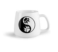 DEBINGY Fruta de cerámica Tazas personalizadas Huella de pata de oso con símbolo Yin Yang, vida silvestre （14oz/400ml） Café, té, latte, leche, cacao, zumo y otras bebidas calientes