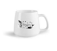 DEBINGY Fruta de cerámica Tazas personalizadas Sirena para niños, sirena con burbujas, estilo océano （14oz/400ml） Apto para lavavajillas y microondas, para la oficina y el hogar