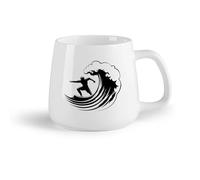 DEBINGY Fruta de cerámica Tazas personalizadas Surf Deporte extremo Surfista surfeando en las olas del océano （14oz/400ml） Apto para lavavajillas y microondas
