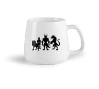 DEBINGY Fruta de cerámica Tazas personalizadas Un grupo de cuatro siluetas de diferentes monstruos. （14oz/400ml） Apto para lavavajillas y microondas, para la oficina y el hogar