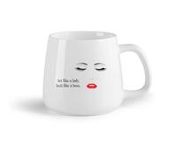 DEBINGY Fruta de cerámica Tazas Resistentes Actúa como una dama Actúa como un jefe Extensiones de pestañas Tienda de cosméticos Extensiones de pestañas Cejas （14oz/400ml） Porcelana fina (cerámica)