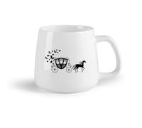 DEBINGY Fruta de cerámica Tazas Resistentes Carruaje de Princesa Había una vez un hermoso carruaje de princesa （14oz/400ml） Para café, avena, té, fácil de limpiar