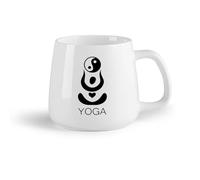 DEBINGY Fruta de cerámica Tazas Resistentes Chica meditando con el patrón Yin Yang en un estudio de yoga de Ramadán （14oz/400ml） Regalo para hombre o mujer