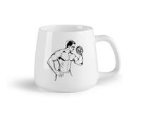 DEBINGY Fruta de cerámica Tazas Resistentes Gimnasio, levantamiento de pesas con mancuernas, ejercicio, hombre musculoso, deportes, centro de fitness （14oz/400ml） Apto para microondas