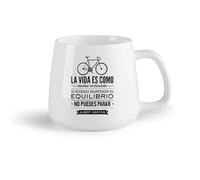 DEBINGY Fruta de cerámica Tazas Resistentes La vida es como andar en bicicleta Cita Letras en español Ciclista Bicicleta Deporte （14oz/400ml） Para hombres y mujeres