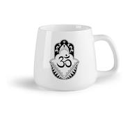 DEBINGY Fruta de cerámica Tazas Resistentes Talismán de palma de yoga de la Mano de Fátima, estilo bohemio, Mano de Miriam （14oz/400ml） Para cafetería o regalo