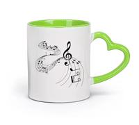 DEBINGY Grandes tasses à thé, café et chocolat chaud compositions musicales abstraites （11oz/320ml） Pour café, soupe, thé, lait, latte, chocolat chaud, pour femmes et hommes Vert