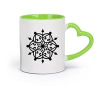 DEBINGY Grandes tasses à thé, café et chocolat chaud Méditation de l'alphabet mandala （11oz/320ml） Parfait pour les cuisines, restaurants et cafés, excellente idée cadeau Vert