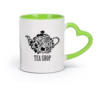DEBINGY Grandes tasses à thé, café et chocolat chaud Théière à motif floral pour salon de thé （11oz/320ml） Idéal pour la maison, le bureau, les cafés, idées cadeaux Vert