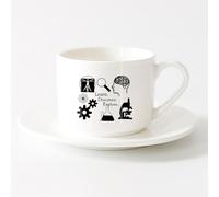 DEBINGY Grandes tasses pour boissons chaudes Cils et sourcils Extensions de cils Salon de beauté des yeux （6oz/175ml） Toutes occasions Service à thé tasse et soucoupe (blanc)