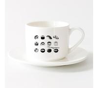 DEBINGY Tasse à café avec anse - Céramique classique Fournitures chrétiennes jésuites chrétiennes （6oz/175ml） Pour le bureau et la maison Service à thé tasse et soucoupe (blanc)