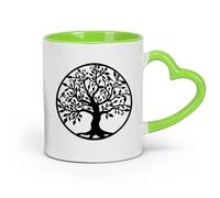 DEBINGY Tasse à café avec anse - classique Arbre généalogique de la vie （11oz/320ml） Parfait pour les cuisines, restaurants et cafés, excellente idée cadeau Vert