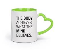 DEBINGY Tasse à café, Citations sur la gymnastique : Le corps peut réaliser ce que l'esprit désire. Citations de motivation pour l'exercice. （11oz/320ml） Toutes occasions Vert