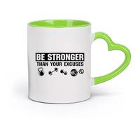 DEBINGY Tasse à café élégante Est plus fort que vos excuses Entraînement d'exercices avec haltères dans un centre de remise en forme （11oz/320ml） Joli cadeau de Noël Vert