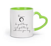 DEBINGY Tasse à café Karma Bouddhisme Faire le bien Méditation Zen Citations inspirantes （11oz/320ml） Pour café, soupe, thé, lait, latte, chocolat chaud, pour femmes et hommes Vert