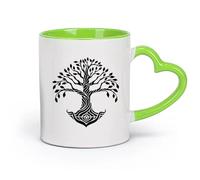 DEBINGY Tasse à café, Tree Of Life Fitnesscenter Yoga Studio Tree Mandala Circle Mandala Tree （11oz/320ml） Idéal pour la maison, le bureau, les cafés, idées cadeaux Vert