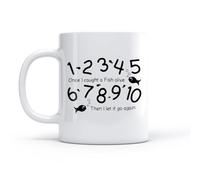 DEBINGY Tasse en céramique fantaisie Une fois, j'ai attrapé un poisson vivant 1 2 3 4 5 （11oz/320ml） Pour café, soupe, thé, lait, latte, chocolat chaud, pour femmes et hommes