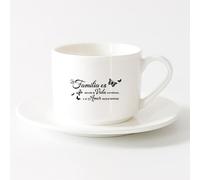 DEBINGY Tasse en céramique pour café, thé et cacao as de trèfle avec crâne （6oz/175ml） Parfait pour les cuisines, restaurants et cafés, excellente idée cadeau Service à thé tasse et soucoupe (blanc)