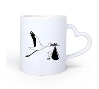 DEBINGY Tasse en céramique pour café, thé et cacao Maison d'enfants Cigogne Bébé Oiseau 11oz/320ml Parfait pour les cuisines, restaurants et cafés, excellente idée cadeau