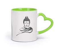 DEBINGY Tasse en pour café, thé et cacao Garde-robe religieuse bouddhiste （11oz/320ml） Pour café, soupe, thé, lait, latte, chocolat chaud, pour femmes et hommes Vert