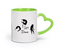 DEBINGY Tasse en pour café, thé et cacao J'aime danser Trois danseurs dansent （11oz/320ml） Café, thé, latte, lait, cacao, jus et autres boissons chaudes Vert