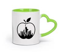 DEBINGY Tasse en pour la maison et le bureau Statue de la Liberté, New York （11oz/320ml） Pour café, soupe, thé, lait, latte, chocolat chaud, pour femmes et hommes Vert