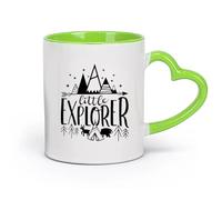 DEBINGY Tasse, tasse à café/thé Petit ours explorateur et aventure pour enfants dans une tente （11oz/320ml） Idéal pour la maison, le bureau, les cafés, idées cadeaux Vert
