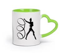 DEBINGY Tasses à anse confortable Gymnastique rythmique, ruban de sport pour filles （11oz/320ml） Parfait pour les cuisines, restaurants et cafés, excellente idée cadeau Vert