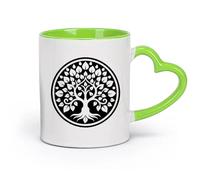DEBINGY Tasses à anse confortable une icône de style glyphe représentant l'arbre Bodhi （11oz/320ml） Élégant et durable - Compatible micro-ondes et lave-vaisselle Vert