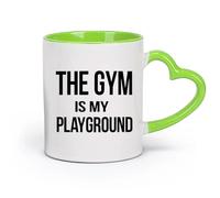 DEBINGY Tasses à café avec anse Citations de motivation pour le centre de gymnastique : mon terrain de jeu, mon centre de remise en forme et mon entraînement （11oz/320ml） Café ou cadeau Vert