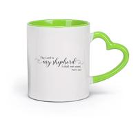 DEBINGY Tasses à café avec anse Psaume 23:1 L'Éternel est mon berger. Je ne manquerai pas de la prière du Seigneur et de l'Église. （11oz/320ml） Restaurant, bureau Vert