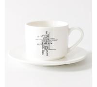 DEBINGY Tasses à café en grès avec anse Sonrie Cada Dia Vive Souriez tous les jours dans la vie espagnole （6oz/175ml） Café ou cadeau Service à thé tasse et soucoupe (blanc)