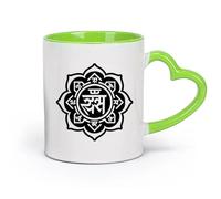 DEBINGY Tasses à café en porcelaine une icône de style glyphe du symbole du mantra sac （11oz/320ml） Pour café, soupe, thé, lait, latte, chocolat chaud, pour femmes et hommes Vert