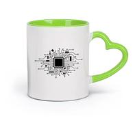 DEBINGY Tasses à café et à thé Processeur informatique Producteur de musique numérique Hacker Gamer Technologie informatique Circuit imprimé Salle （11oz/320ml） Café ou cadeau Vert