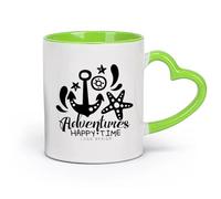 DEBINGY Tasses à chocolat chaud aventures temps heureux conception de logo vacances d'été voyage agence touristique étiquette créative （11oz/320ml） Café ou cadeau Vert