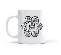 DEBINGY Tasses à chocolat chaud Talisman taoïste de réalisation de souhaits, mantra à neuf caractères （11oz/320ml） Pour lait, thé, eau de coca