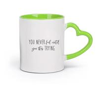 DEBINGY Tasses à chocolat chaud Vous n'échouerez jamais si vous n'arrêtez pas d'essayer Citations scientifiques Citations inspirantes （11oz/320ml） Restaurant, bureau Vert