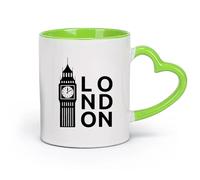 DEBINGY Tasses à thé, à café et à chocolat chaud Big Ben Angleterre Europe du Nord （11oz/320ml） Parfait pour les cuisines, restaurants et cafés, excellente idée cadeau Vert
