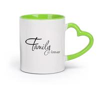 DEBINGY Tasses à thé, à café et à chocolat chaud Citation sur la famille pour toujours （11oz/320ml） Pour café, soupe, thé, lait, latte, chocolat chaud, pour femmes et hommes Vert