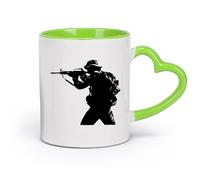 DEBINGY Tasses à thé, à café et à chocolat chaud Cool Soldier Boy Arme Guerre Militaire （11oz/320ml） Café, thé, latte, lait, cacao, jus et autres boissons chaudes Vert