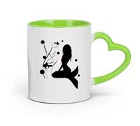 DEBINGY Tasses à thé, à café et à chocolat chaud Sirène Dessin Animé Océan Mer Voile （11oz/320ml） Pour café, soupe, thé, lait, latte, chocolat chaud, pour femmes et hommes Vert