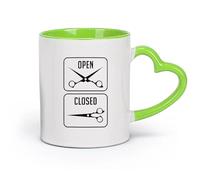 DEBINGY Tasses à thé et à café Barbier, salon de coiffure, logo, coiffure, rasage, salon pour hommes, coupe de cheveux, barbe, outils pour le visage （11oz/320ml） Pour expresso Vert
