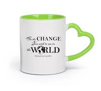 DEBINGY Tasses blanches Citations de Mahatma Gandhi : Le changement que vous voulez voir dans le monde, c'est que vous êtes le changement. （11oz/320ml） Café ou cadeau Vert