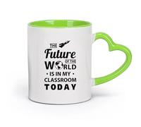 DEBINGY Tasses blanches Citations mondiales célèbres sur l'avenir, l'apprentissage, l'éducation, les connaissances inspirantes, la salle des enseignants （11oz/320ml） Restaurant, bureau Vert